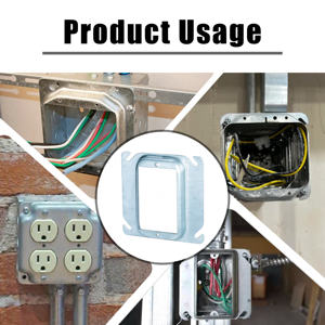 Couvercle <span class=keywords><strong>de</strong></span> boîte électrique carré en acier <span class=keywords><strong>de</strong></span> 4 pouces avec surélévation <span class=keywords><strong>de</strong></span> 1/2 pouces pour le montage d'appareils à un seul groupe Anneau métallique en plâtre - Product Image 5