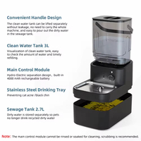Distributeur d'eau automatique sans fil en acier inoxydable pour animaux de compagnie, rechargeable, détachable, fontaine à eau pour chat et chien pour une utilisation en intérieur
