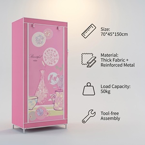 Organizador de Ropa Portátil de Diseño Moderno <span class=keywords><strong>con</strong></span> Estructura Resistente, <span class=keywords><strong>Armario</strong></span> de Almacenamiento Tipo C para la Familia - Product Image 2