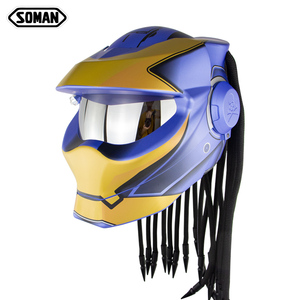 <span class=keywords><strong>Cascos</strong></span> Integrales Personalizados para Motocicleta Predator <span class=keywords><strong>con</strong></span> Función Abatible, Lente Plateada de Liberación Rápida, Soman 958, Nuevo Material ABS - Product Image 6