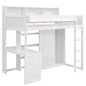 Letto a Soppalco Multifunzionale per Bambini e Adulti con Scrivania, Armadio e Libreria, Mobile Contenitore in Legno Ecologico dal Design Moderno - Product Image 3