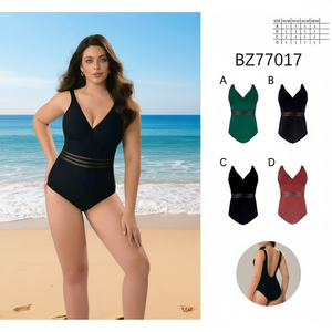Costume da bagno intero taglie forti con controllo pancia, monokini sexy e coprente per la spiaggia BZ77017 - Product Image 3