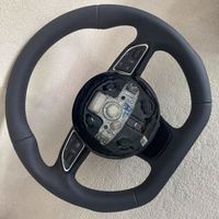 Volant de voiture en cuir pleine fleur blanc avec bande supérieure et fond plat, en stock, pour Audi S4 2010, S3 8V, A3, SQ5, A4 B9, A7, A6 C7, A3, Q5, Q7