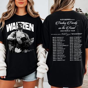 เสื้อยืดทัวร์ Alex Warren 2026 สำหรับผู้หญิง ผ้าฝ้ายเจอร์ซีย์ 100% พิมพ์ลายโลโก้ ทรงปกติ ชุดคอนเสิร์ต สไตล์ดนตรี สีดำ - Product Image 2