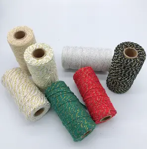 factory 2mm gold wire cotton DIY material color woven trademark rope gift wrap cotton rope