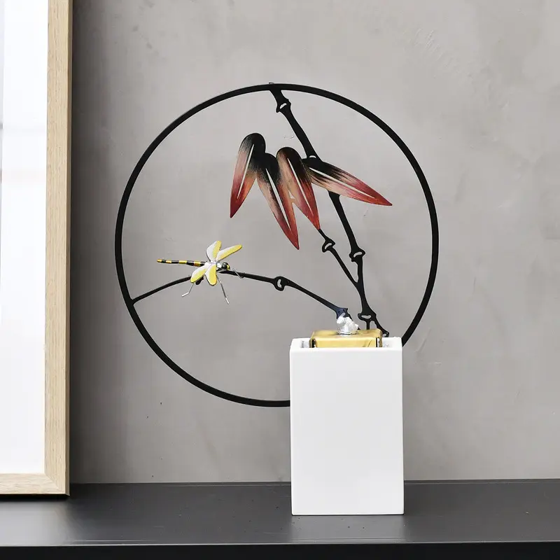 Kreatives metall-wohnzimmer Haushalt Wohnzimmer Eingangs-Büro Luxus zirkulierender Bambus rimmt Libellenflosse fließende Dekoration