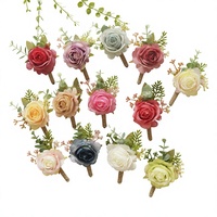 Boutonnieres Mawar Kain Buatan untuk Pernikahan, Pengantin Pria, Acara Bisnis, Aksesoris Bunga, Festival Qixi