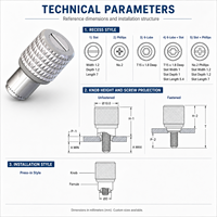 M3 6-32 Press-In Captive Screw 18mm Aluminum Knob Stainless Steel Spring Loaded Quick Release Panel Fastener