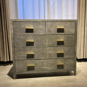 בית ריהוט חדר שינה ריהוט מותאם אישית shagreen-בולט עור מתכת ידית 5-מגירת שידת השידה עץ שולחן - Product Image 5