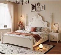 Lit double de luxe de style américain JY-B028, style rétro français haut de gamme, en bois massif pour chambre principale, lit de rangement moderne