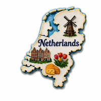 Aimant de réfrigérateur WeiVista unique avec carte des Pays-Bas, moulin à vent, maison, fleur, souvenir, fabricant sur mesure