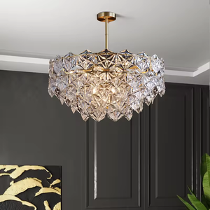 Lustre en cristal de style européen K9 finition en cuivre Design nordique moderne 220V grande taille moyenne pour les lampes suspendues d'hôtel à la maison - Product Image 6
