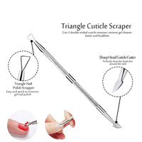 Grattoir à cuticules professionnel en acier inoxydable à double tête, réutilisable, durable, de haute qualité, personnalisable avec étiquette privée OEM