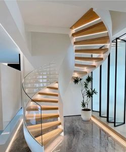 <span class=keywords><strong>Code</strong></span> du bâtiment ECT Garde-corps <span class=keywords><strong>en</strong></span> verre trempé Escalier incurvé moderne Escalier <span class=keywords><strong>en</strong></span> acier - Product Image 4