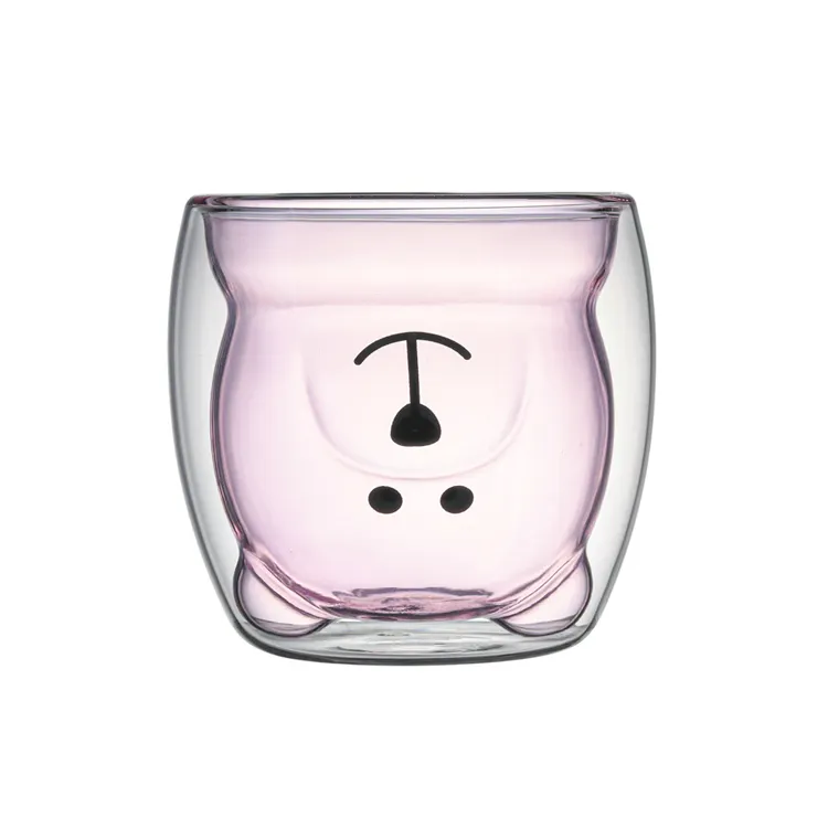 Lieferung rosa Farbe doppelwandige Glas kaffeetassen Niedliche kleine Glass chale für Milchkaffee und Tee