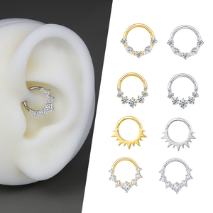 Bijoux de <span class=keywords><strong>piercing</strong></span> pour oreille, <span class=keywords><strong>nombril</strong></span> et labret en titane ASTM F136, finition orange CZ, extrémités filetées internes - Product Image 5