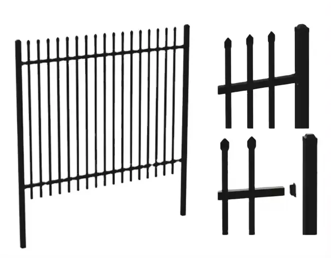 Cerca de ferro forjado Tubular resistente resistente à ferrugem para o exterior, painéis de cerca de metal para quintal, resistente a ferrugem, resistente a ferrugem, resistente a 6'x8' preto sustentável