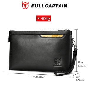 BULLCAPTAIN Men's Multifunction Large Capacity <b>Wallet</b> Zipper Closure Passcard Pocket Genuine Leather Custom <b>Clutch</b> Handbag - Product Image 5