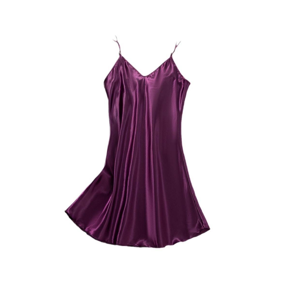 Women's Sleeveless Cotton Nightgown - Lightweight Sleep Dress With Lace Collar, Romantic Purple - View #3