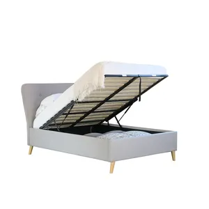 Parure de lit en bois, avec espace de rangement, literie