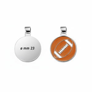 Colgante redondo plateado con diseño de fútbol americano de 23 mm para la fabricación de joyas - Product Image 2