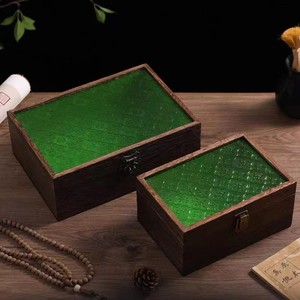 Desktop <b>storage</b> <b>box</b>, wooden begonia flower glass <b>box</b>, <b>document</b> and jewelry collection <b>box</b> with lock, paulownia wood gift <b>box</b>, - Product Image 1