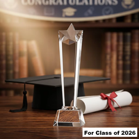 Trophée de graduation personnalisé en cristal avec design gravé et impression UV/numérique pour les cérémonies du lycée et de l'université