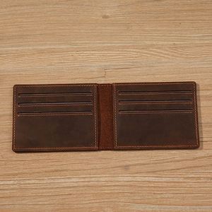 Factory Wholesale RFID Blocking First Layer Crazy Horse Leather Genuine Men's <b>Wallet</b> Bifold Vintage Style <b>Card</b> <b>Holder</b> <b>Wallet</b> - Product Image 4