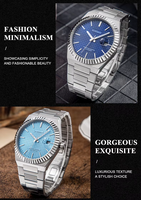 Montre automatique pour homme 1612 Octagon Fluted Bezel avec cadran à grille embossée, bracelet en acier inoxydable, revêtement saphir, montre-bracelet de style business