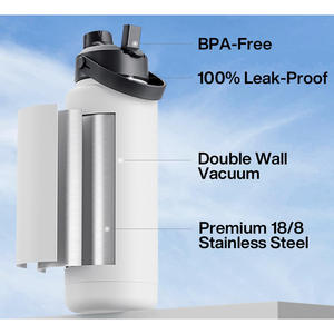 सिप के साथ पोर्टेबल जिम धातु की बोतलें और 1 ढक्कन डबल लेयर वैक्यूम इन्सुलेट स्टेनलेस स्टील अनुकूलित स्पोर्ट्स बोतलें - Product Image 3