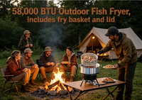 Freidora de Propano para Exteriores de 58000 BTU y 11 Cuartos de Galón con Cesta y Termómetro, Interior con Revestimiento Nano de Aluminio, Freidora de Pescado