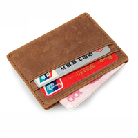 Dompet Kartu Kulit Asli Vintage Grosir Dompet Koin Kulit Sapi dengan Banyak Slot Kartu RFID Anti-pencurian Dompet Mini Portabel