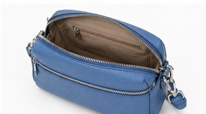 Ladies Chic Crossbody Blue Handbag Full Grain Calf Leather Satchel <b>Purse</b> - Product Image 4