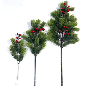 <b>Artificial</b> Red Pine Needle Branches 35-63cm Multi-piece Package Christmas Decorative Green <b>Plants</b> Home Ornaments - Product Image 1