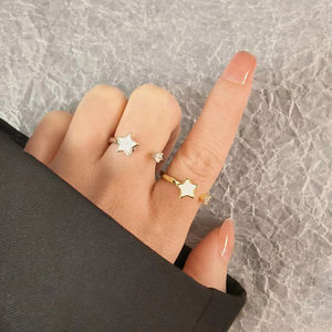 Factory Wholesale fashion jewelry minimalist adjustable enamel Star <b>ring</b> Copper Gold Plated anxiety <b>spin</b> <b>rings</b> For Girls - Product Image 2