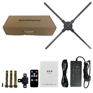 Tốt quảng cáo 70cm HD hoạt hình <span class=keywords><strong>LED</strong></span> 3D Hologram Fan 4 Blades nối máy chiếu để hiển thị - Product Image 2