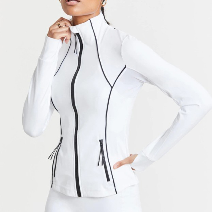 Cool Style Plain Women Slim Fit Tight Long Sleeve Gym Tops Custom Fitness Sports Outwear Yoga Zipper Jackets