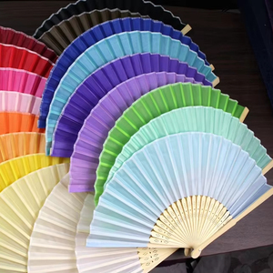 Pastel Shiny China Hand Fan Bamboo Crafts Gift Plastic Promotional Product - Product Image 1