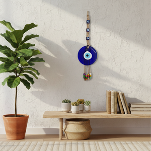 Ornement en macramé contre le mauvais œil (35x10cm) Décoration d'intérieur, art mural suspendu - Product Image 3