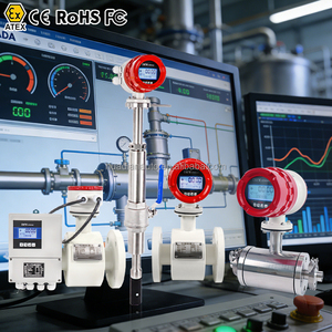 中国製 4-20mA RS485 液体磁気流量計 スマート水・空気・ディーゼル・酸素・ガス電磁流量計 LCDディスプレイ付き - Product Image 1
