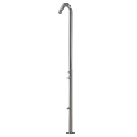 Robinet autoportant de colonne de douche extérieure en acier inoxydable 316 argenté brossé avec bec de douche supérieur pour la plage et l'extérieur