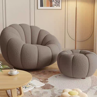 Fauteuil de salon en tissu de laine Teddy nordique, canapé d'appoint luxueux à un siège, fauteuil inclinable