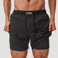 Shorts de course décontractés pour hommes, taille mi-haute, 2-en-1, séchage rapide, avec doublure de compression, pour l'entraînement et les sports de plein air