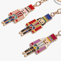 Porte-clés Soldat Casse-Noisette de Noël en Émail et Strass, Breloque Mignonne pour Sac, Cadeau de Fêtes