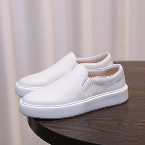 New Soft Cowhide <b>White</b> Sneakers, Top-grade <b>Leather</b> <b>Shoes</b> for <b>Men</b>, Sportive and Casual Sneakers, Korean Style Trendy Design - Product Image 1