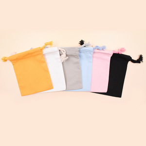 Sacchetto con Logo personalizzato riutilizzabile regalo colorato promozionale di vendita calda in mussola di cotone organico sacchetti per la polvere di tela con spago - Product Image 1