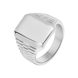 Anillos de Acero Inoxidable al por Mayor en China, Anillo Cuadrado en Blanco Chapado en Oro Personalizado - Product Image 6