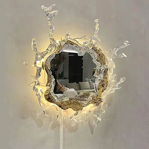 Diseño italiano de lujo Exclusivo Art Deco Gold Mirror Ball Decoración de pared para sala de estar y pasillo Hecho de latón - Product Image 5