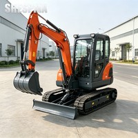 Mini-excavatrice à chenilles confortable à cabine fermée de 2,5 t avec moteur Koop pour un travail continu prolongé