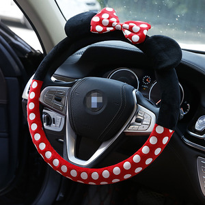 Cartoon Steering Wheel Cover Plush Winter Warmth For <b>Car</b> With Bow Design - Product Image 2